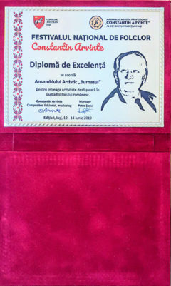 Diploma de excelenta primita de Ansamblul Burnasul din Teleorman la Festivalului Național de Folclor ”Constantin Arvinte” Diploma de excelenta primita de Ansamblul Burnasul din Teleorman la Festivalului Național de Folclor ”Constantin Arvinte”